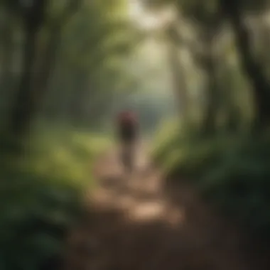 Cyclist navigating a winding trail surrounded by lush greenery in Sam Houston National Forest.