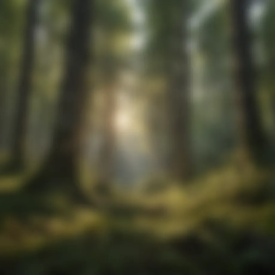 A serene view of Boone's lush forests showcasing diverse tree species.