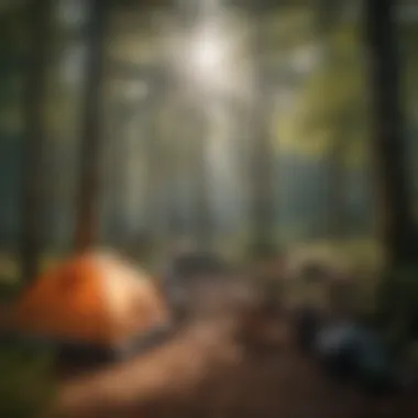 Camping Equipment in the Woods Camping equipment set up amidst the woods at Browns Campsite
