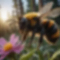 A bumblebee pollinating a vibrant flower