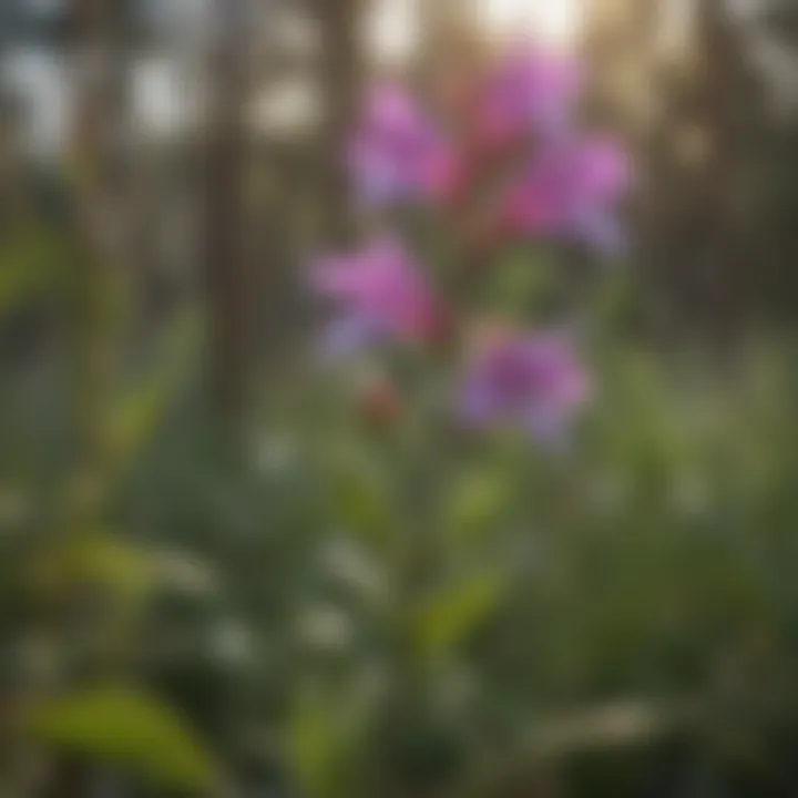 Close-up of California penstemon leaves and stem