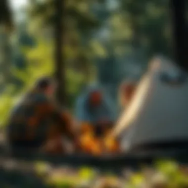 Sustainable Camping Practices A group participating in a sustainable camping practice