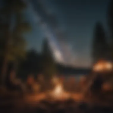 Evening Campfire Under the Stars Campers enjoying a cozy evening by the fire under the stars