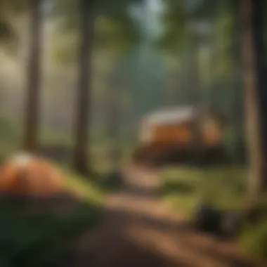 Rustic Charm of Woodland Camping A picturesque view of a rustic woodland campsite
