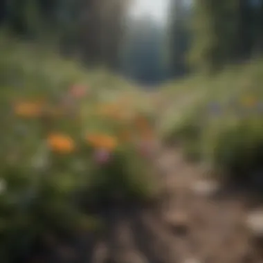 Vibrant wildflowers blooming near a campsite