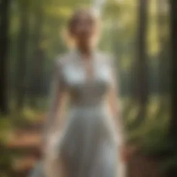 An elegant model showcasing a modest fashion outfit in a serene outdoor setting, highlighting Christian values.