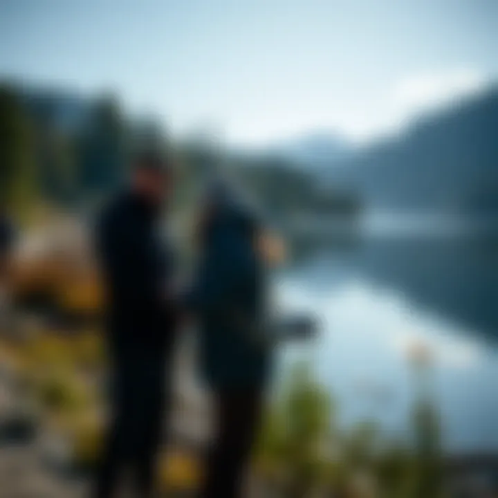 Visitor Engagement at Lake Crescent Visitors engaging with nature at Lake Crescent, highlighting the importance of conservation education