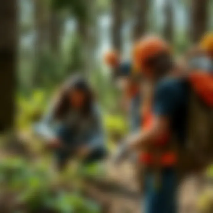 Environmental Restoration Volunteer Work Volunteers engaging in environmental restoration within a national park