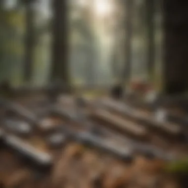 A close-up of forestry tools used for maintenance and conservation.