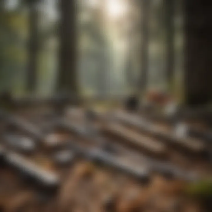 A close-up of forestry tools used for maintenance and conservation.