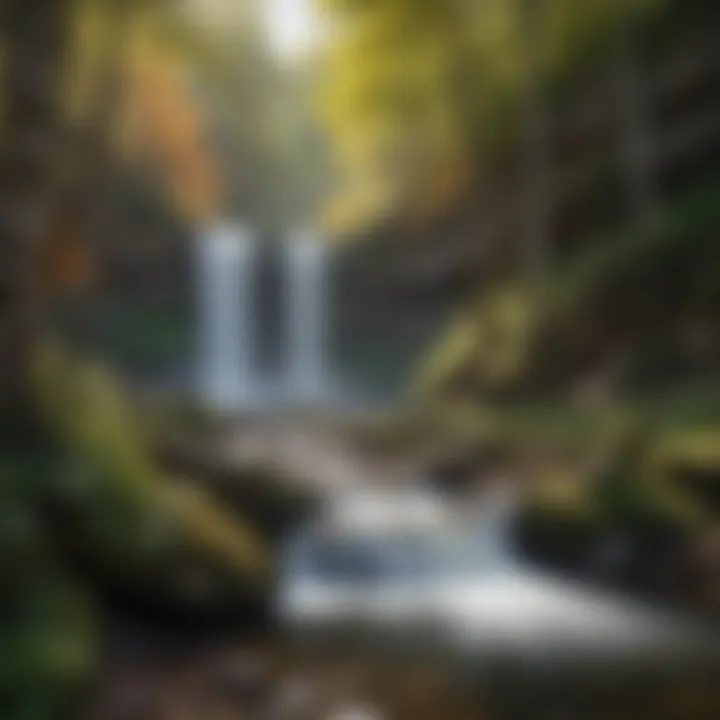 Serene view of Fall Creek Falls showcasing lush greenery and cascading water.