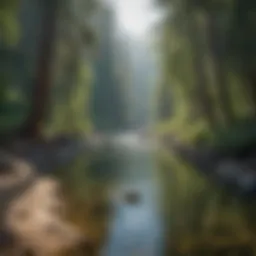 Tranquil Yuba River landscape with lush greenery