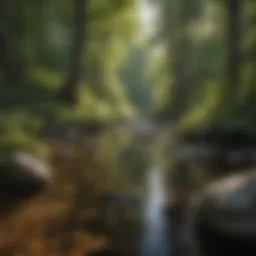 A serene view of Five Mile Creek showcasing its natural beauty and diverse flora.