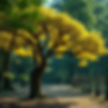 Ancient ginkgo tree standing in a serene environment