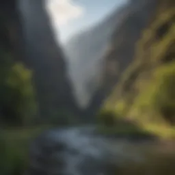 A breathtaking view of Hells Canyon showcasing its rugged cliffs and the winding river below.