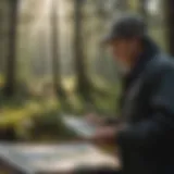 A land manager reviewing a forest map in the field