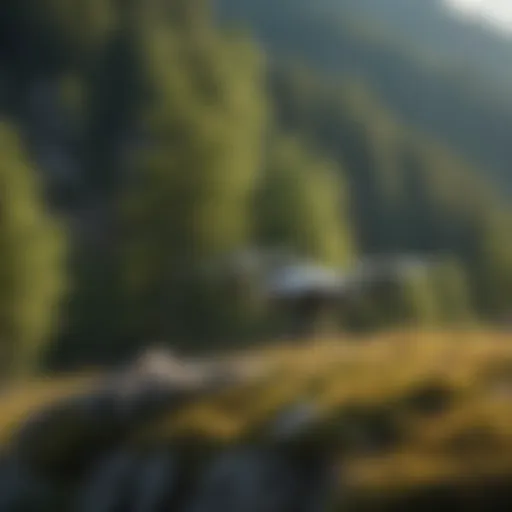 Drone flying over a scenic landscape