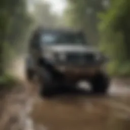 A robust off-road vehicle navigating through a muddy terrain in Miami