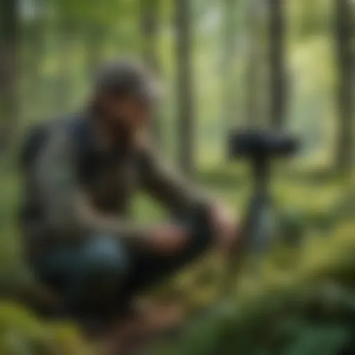A naturalist conducting field research in a Minnesota forest, studying local flora and fauna.