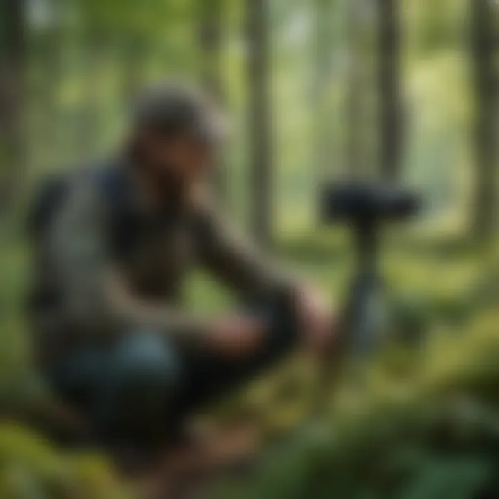 A naturalist conducting field research in a Minnesota forest, studying local flora and fauna.