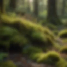 A lush forest floor covered with diverse moss species