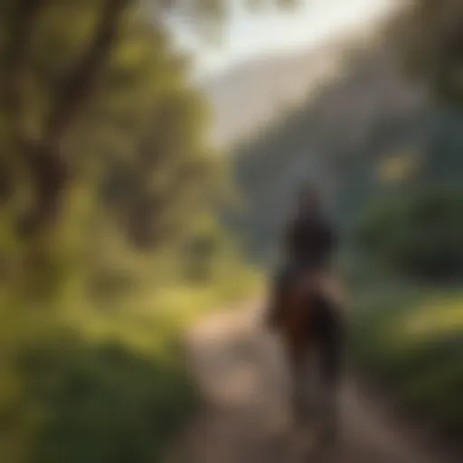 Scenic view of Ojai Valley with horseback riders