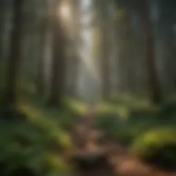 A serene forest landscape in Washington State showcasing lush greenery and towering trees.