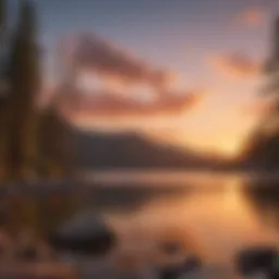 Scenic view of Lake Arrowhead during sunset