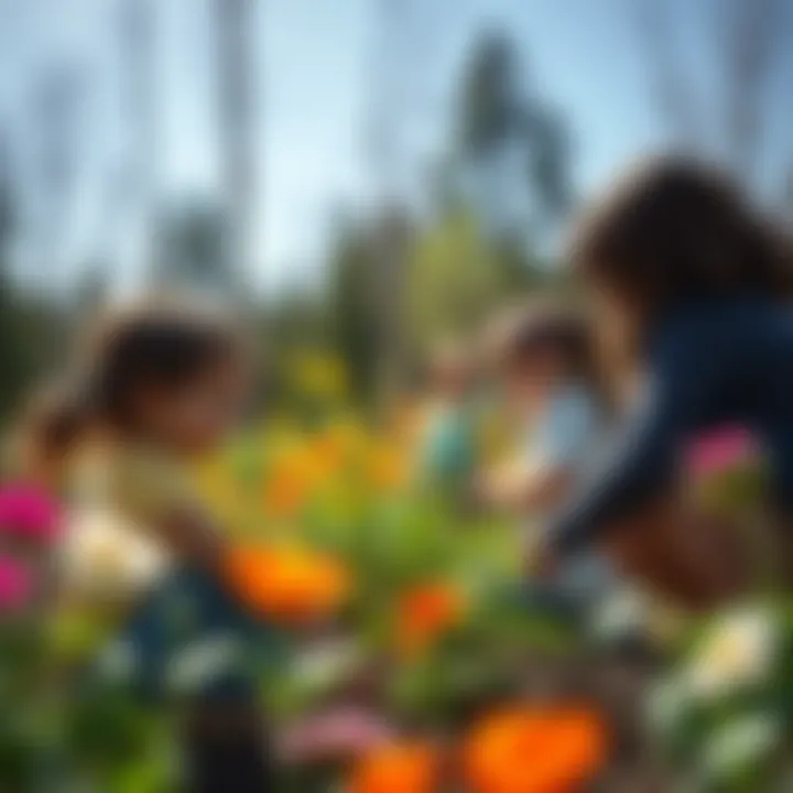 Children engaging in activities within a peace garden, illustrating community involvement and joy