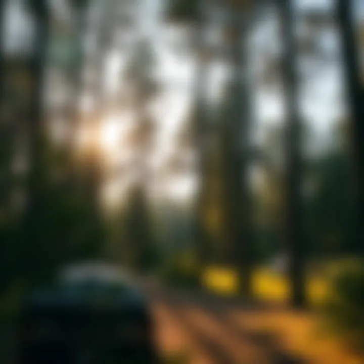 Scenic view of Pine Grove Campground surrounded by towering trees