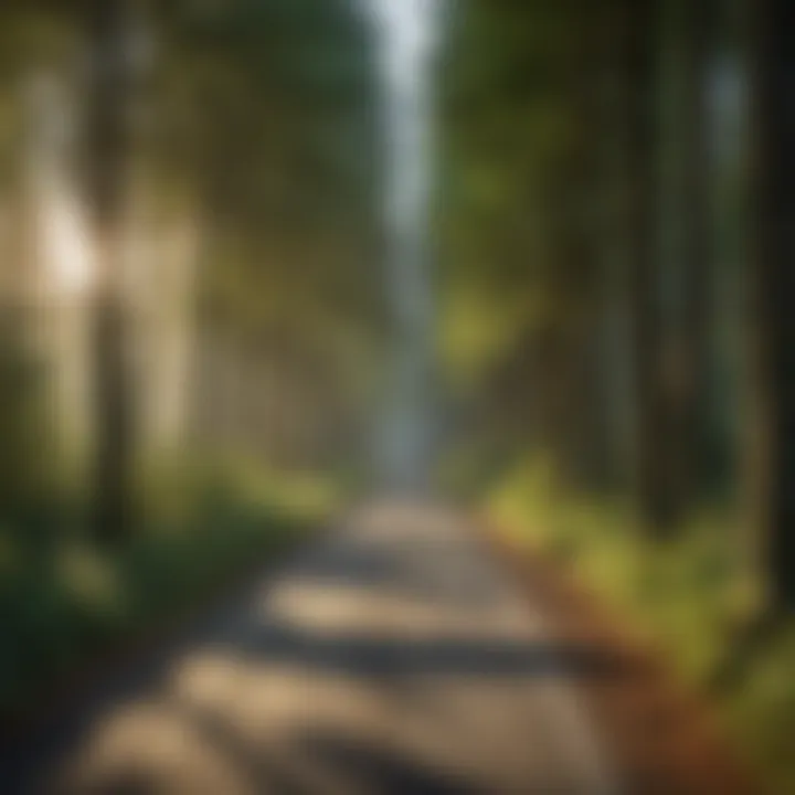 A well-maintained bike path surrounded by trees