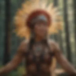 Traditional dance performance of a Northern California Indian tribe