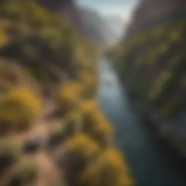 Popular Fishing Spots in Utah An aerial view of popular fishing spots along Utah's rivers, highlighting their accessibility and beauty.