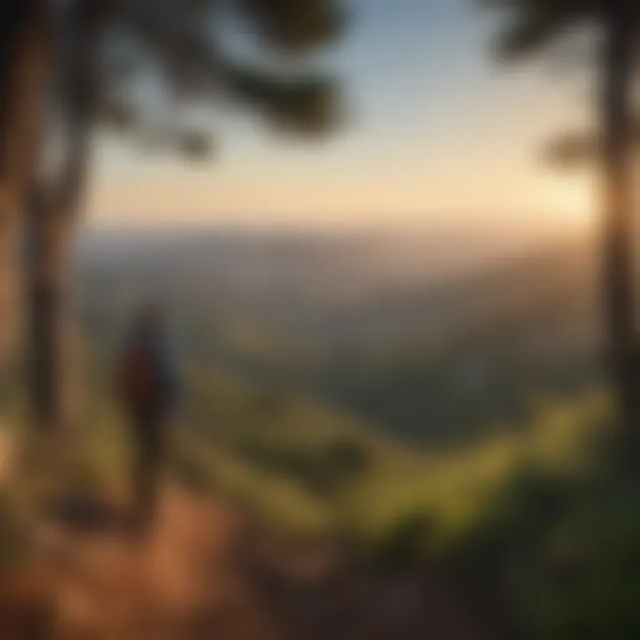 A hiker enjoying panoramic views from a mountain trail