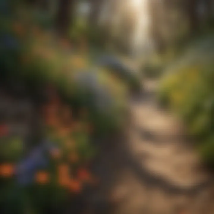 Wildflowers blooming along a hiking path in San Mateo