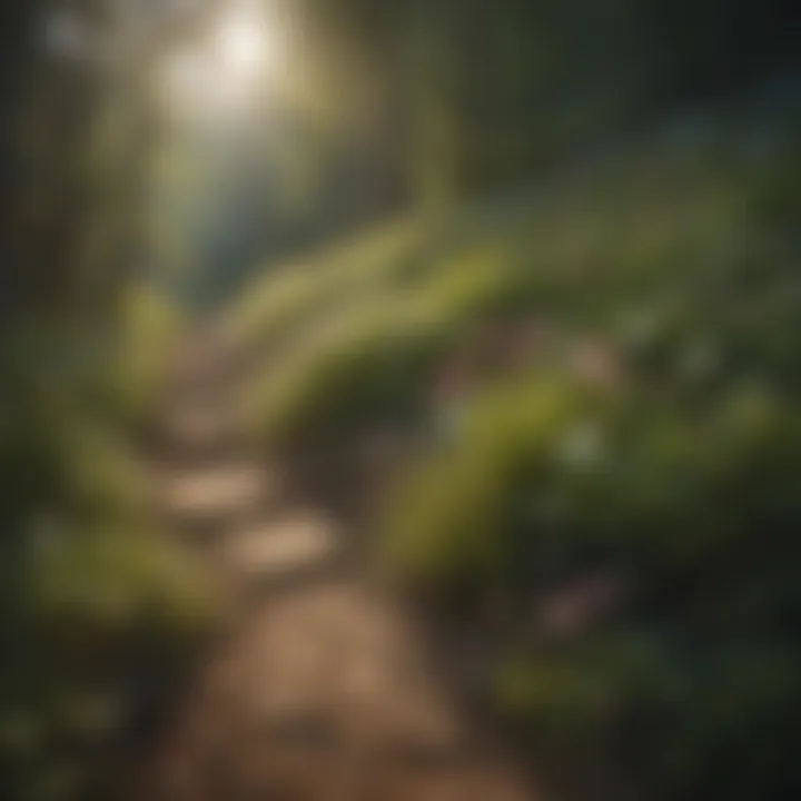 Wildflowers blooming along a mountain path