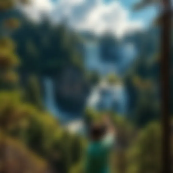 Breathtaking view of the cascading waterfalls in a lush green setting