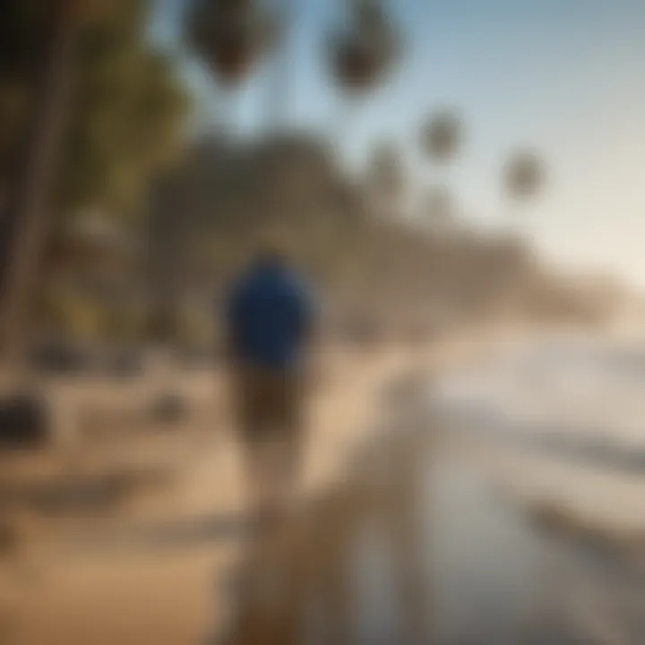 A vibrant summer scene depicting Ventura's beach with job seekers.