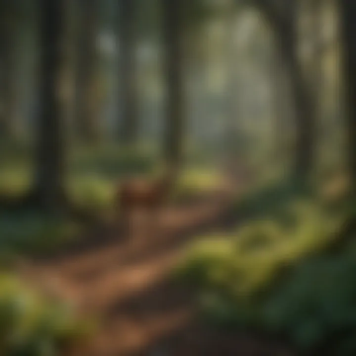 A vibrant depiction of various wildlife species in their natural habitat.