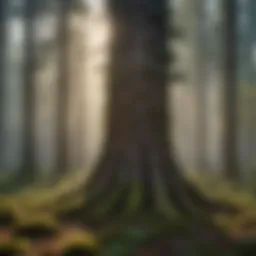 A serene forest landscape showcasing diverse tree species.