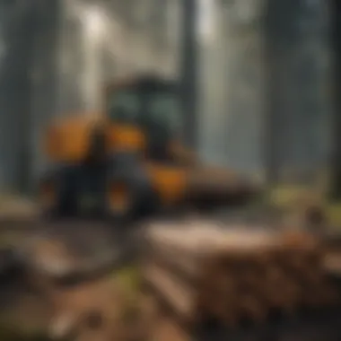 Operational Efficiency of Log Harvesters Close-up of log harvester parts and machinery, highlighting operational efficiency.