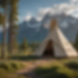 Stunning view of the Grand Teton Teepee Lodge against the majestic mountain backdrop