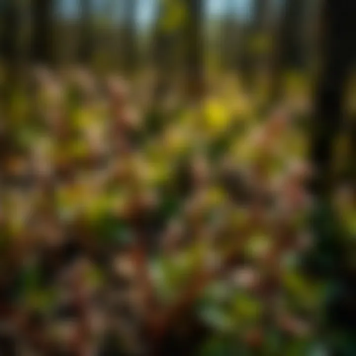 Regrowth of flora post-burn in a Michigan woodland.