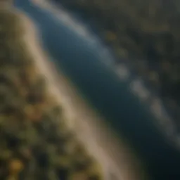Aerial view of a vibrant mudbay showcasing its diverse ecosystem