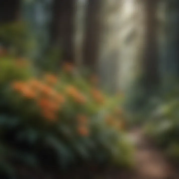 Close-up of diverse flora along the Pacific Walking Trail