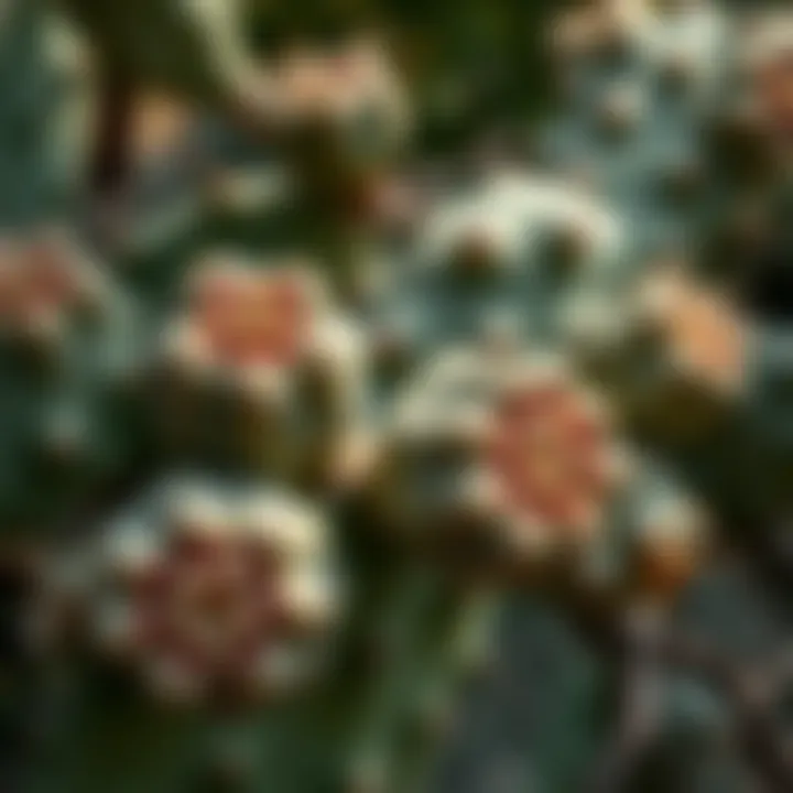 Detailed image of prickly pear pads highlighting texture and structure