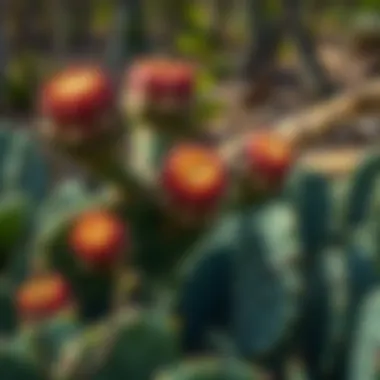 Prickly pear plant arrangement in a sustainable garden setting