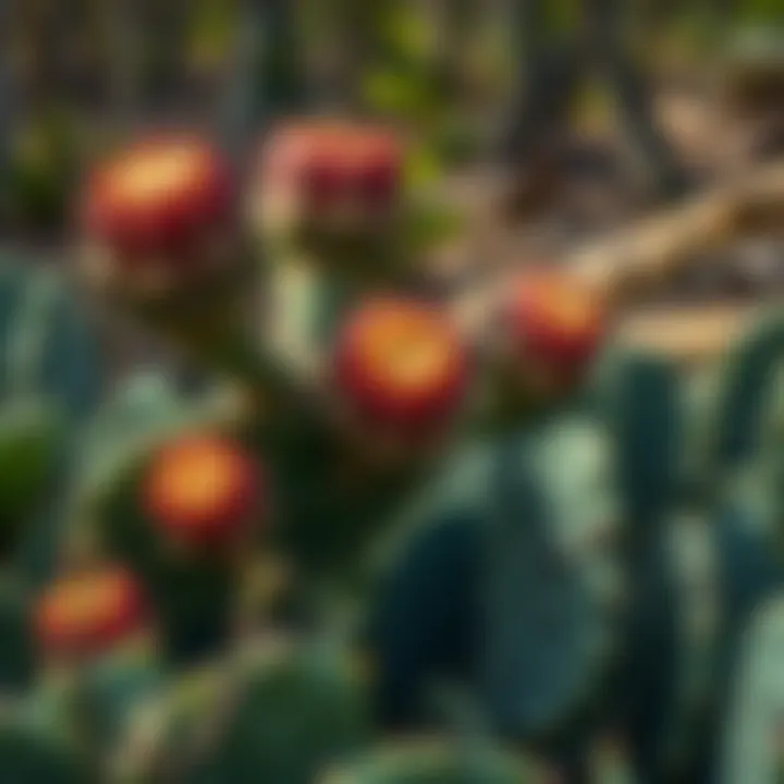 Prickly pear plant arrangement in a sustainable garden setting