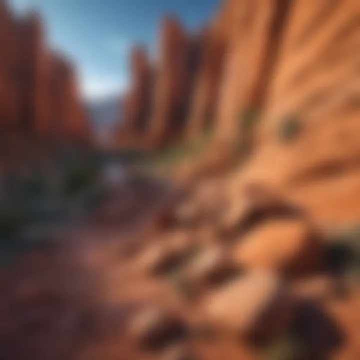 Majestic red rock formations under a clear blue sky