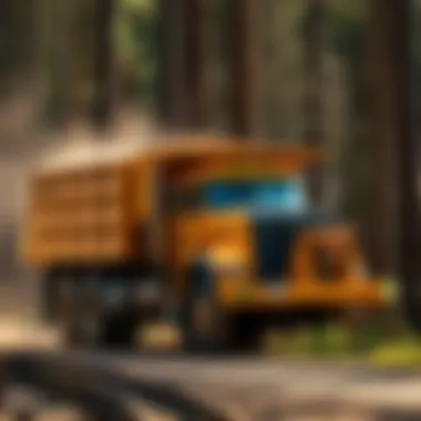 Log truck with grapple in action on a forest site